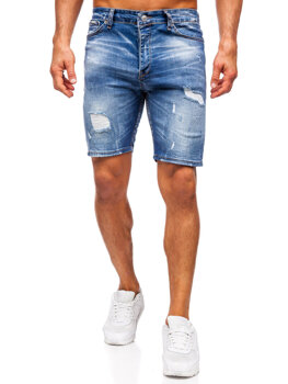 Granatowe krótkie spodenki jeansowe męskie Denley 0596