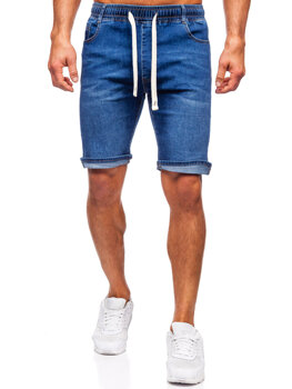 Granatowe krótkie spodenki jeansowe męskie Denley 9323