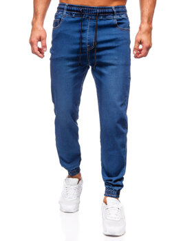 Granatowe spodnie jeansowe joggery męskie Denley 8106