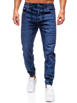Granatowe spodnie jeansowe joggery męskie Denley 9091
