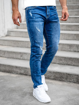 Granatowe spodnie jeansowe męskie regular fit Denley K10009-1