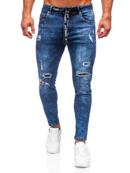 Granatowe spodnie jeansowe męskie regular fit Denley TF092