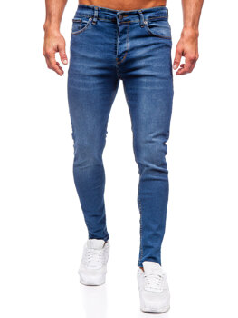 Granatowe spodnie jeansowe męskie slim fit Denley 6262