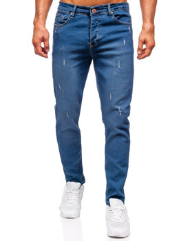 Granatowe spodnie jeansowe męskie slim fit Denley 6452
