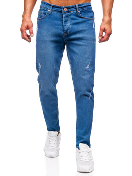 Granatowe spodnie jeansowe męskie slim fit Denley 6453