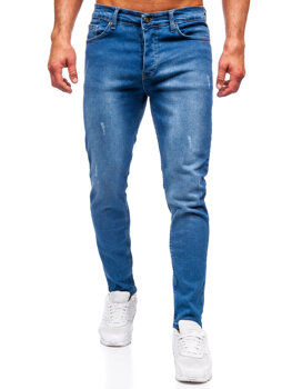 Granatowe spodnie jeansowe męskie slim fit Denley 6458