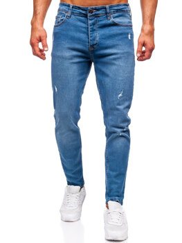 Granatowe spodnie jeansowe męskie slim fit Denley 6485