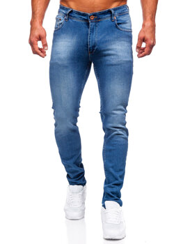 Granatowe spodnie jeansowe męskie slim fit Denley 6528