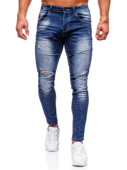 Granatowe spodnie jeansowe męskie slim fit Denley MP0024B