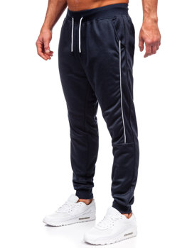 Granatowe spodnie męskie joggery dresowe Denley 8K201