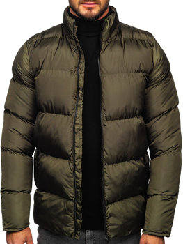 Khaki pikowana kurtka męska zimowa Denley 0025