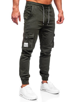 Khaki spodnie materiałowe joggery bojówki męskie Denley KA9233