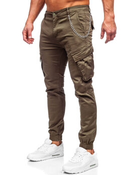 Khaki spodnie materiałowe joggery bojówki męskie Denley SK850