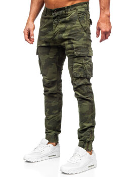 Khaki spodnie materiałowe joggery bojówki męskie moro Denley 2232