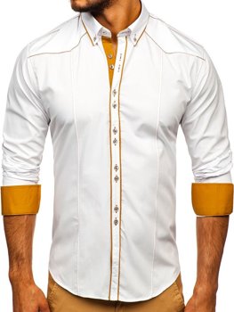 Koszula męska elegancka z długim rękawem biała Bolf 4777
