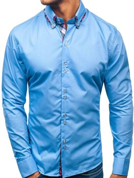 Koszula męska elegancka z długim rękawem błękitna Bolf 2712