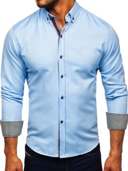 Koszula męska elegancka z długim rękawem błękitna Bolf 5801-A