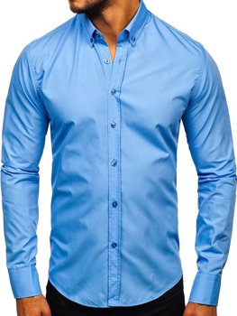 Koszula męska elegancka z długim rękawem błękitna Bolf 5821