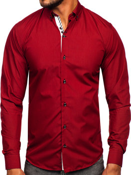 Koszula męska elegancka z długim rękawem bordowa Bolf 5796-1