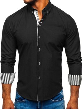 Koszula męska elegancka z długim rękawem czarna Bolf 5796-1