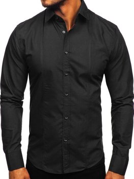 Koszula męska elegancka z długim rękawem czarna Bolf 6944