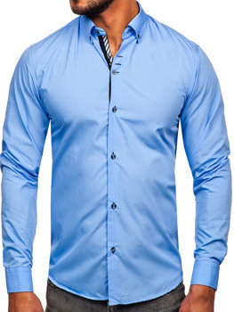 Koszula męska elegancka z długim rękawem niebieska Bolf 5796-1