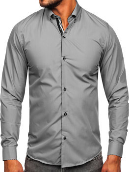Koszula męska elegancka z długim rękawem szara Bolf 5796-1