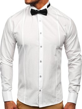 Koszula męska z długim rękawem biała Bolf 4702 muszka+spinki