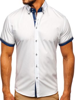 Koszula męska z krótkim rękawem biała Bolf 2911-1