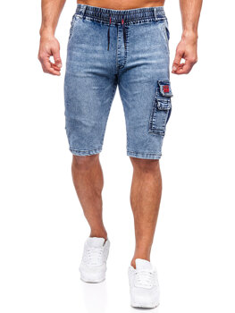 Niebieskie krótkie spodenki jeansowe bojówki męskie Denley HY820