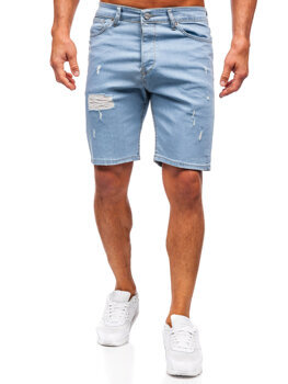 Niebieskie krótkie spodenki jeansowe męskie Denley 0426