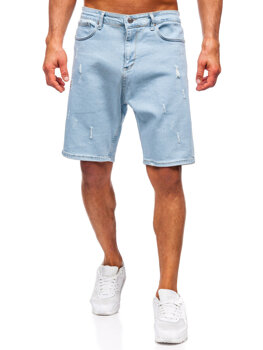 Niebieskie krótkie spodenki jeansowe męskie Denley 0631