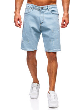 Niebieskie krótkie spodenki jeansowe męskie Denley 0634