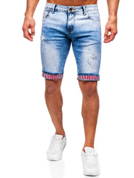 Niebieskie krótkie spodenki jeansowe męskie Denley TF192