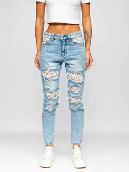 Niebieskie spodnie jeansowe damskie Denley H8607-1