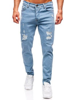 Niebieskie spodnie jeansowe męskie slim fit Denley 6461
