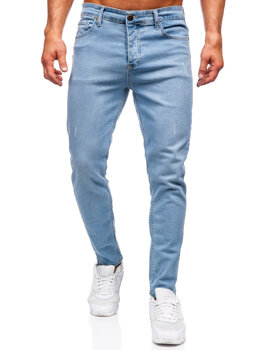 Niebieskie spodnie jeansowe męskie slim fit Denley 6472