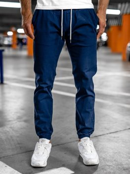 Niebieskie spodnie męskie joggery Denley 1145