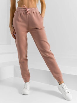 Pudrowo-różowe spodnie dresowe damskie Denley HL540