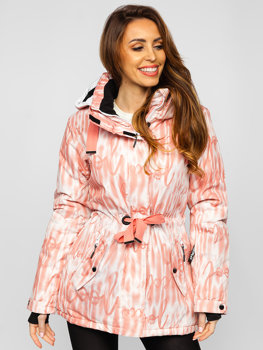 Różowa kurtka zimowa damska z kapturem Denley B2393