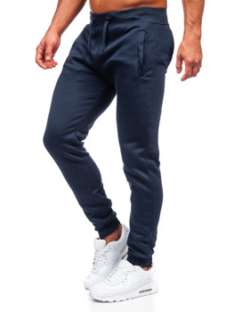 Spodnie męskie joggery dresowe atramentowe Denley XW01-A