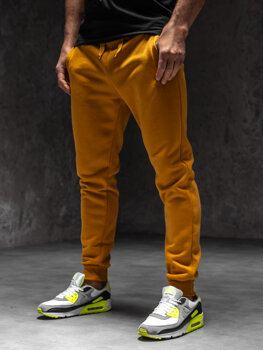 Spodnie męskie joggery dresowe camelowe Denley XW01-C