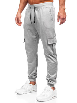 Szare bojówki spodnie męskie joggery dresowe Denley 8K1130
