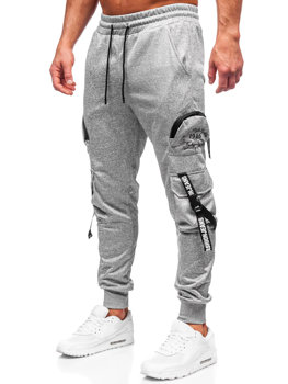 Szare bojówki spodnie męskie joggery dresowe Denley HS7172