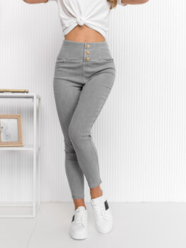 Szare jeansowe legginsy damskie Denley S110