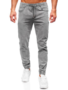 Szare spodnie jeansowe joggery męskie Denley MP0272GC
