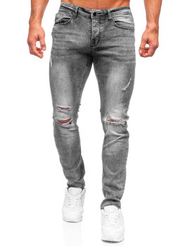 Szare spodnie jeansowe męskie regular fit Denley MP002G