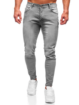 Szare spodnie jeansowe męskie slim fit Denley R920