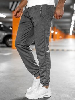Szare spodnie męskie joggery dresowe Denley JX1033