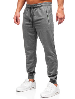 Szare spodnie męskie joggery dresowe Denley JX6108